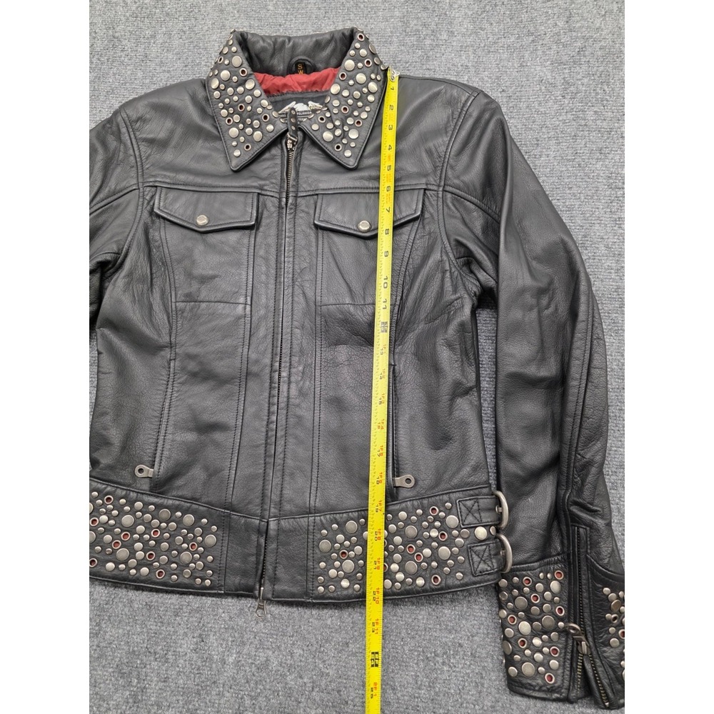 Harley-Davidson Vintage Roxy Studded Black Leather Jacket - Size S - Picture 9 of 13